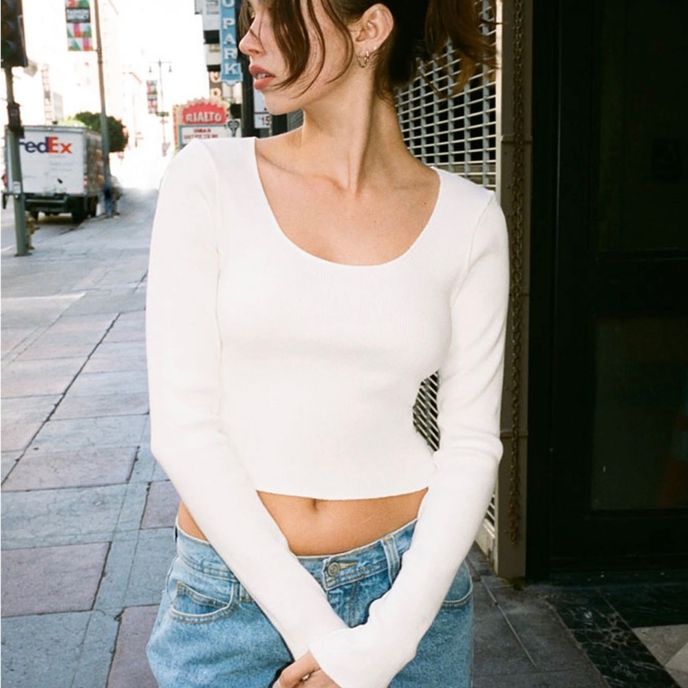 John Galt White Mckenna Long Sleeve Top